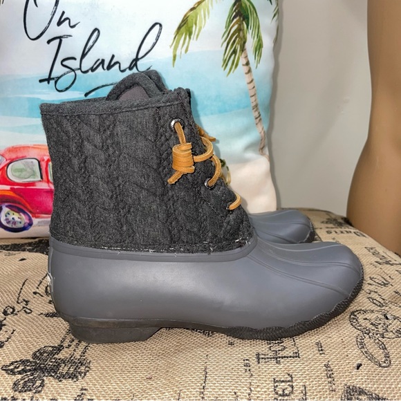 Sperry Duck Gray Charcoal Saltwater Rope Quilted Ankle Boot Size 7M - Picture 6 of 11